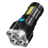 Lanterna led tactica 2 in 1, flippy, 4 moduri de iluminare, tip proiector cob, rezistenta la apa, reincarcabila, usb, lanterna de drumetii, 13.6 x 5 c