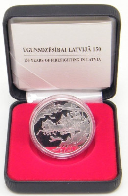 LETONIA 2015 - 5 Euro Argint 925/ 22 gr/ 35 mm &amp;ldquo; Firefighting in Latvia&amp;rdquo; Proof foto