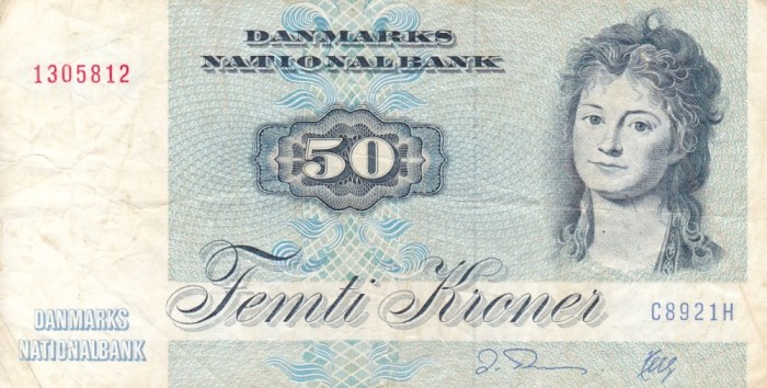 DANEMARCA 50 kroner 1972 VF!!!