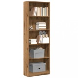 Gossi biblioteca, stejar artizanal, 60x24x176 cm, lemn prelucrat