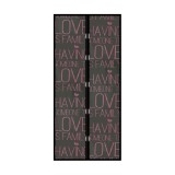 Plasa protectie insecte / tantari cu inchidere magnetica, Love, pentru usi, poliester, negru + roz, 100 x 210 cm