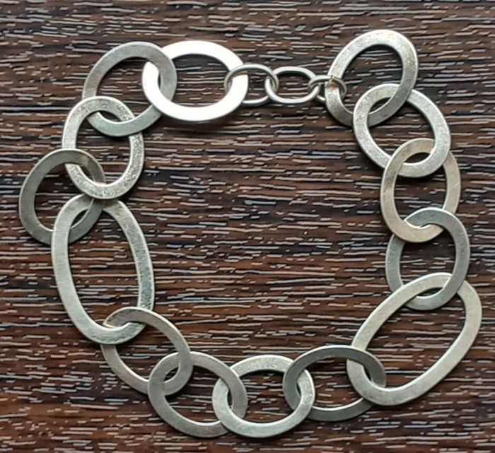 (23) BRATARA DIN ARGINT, DAMA, MODEL CU ZALE MARI, FARA INCHIZATOARE, 9.32 GR