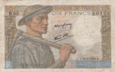 Franta 10 Francs 1944 P.99f VF foto