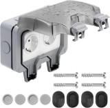 Priza dubla exterior, Jormftte, cu capac de protectie, pentru gradina/piscina/baie, IP66, Gri