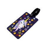 Ecuson silicon pentru identificare bagaje Crisalida, motiv unicorn, 6,5 x 10,5 cm, Mov