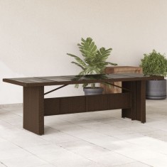 Gossi masa de gradina cu blat din sticla maro 240x90x75 cm poliratan