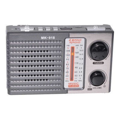 Radio portabil elSales ELS-MK-918 cu USB, MicroSD FM, AM, SW, lanterna, gri foto