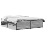 Cumpara ieftin Cadru de pat, gri sonoma, 160x200 cm, lemn prelucrat si metal