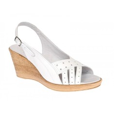 OFERTA marimea 37, 38 - Sandale dama de vara cu platforme de 7 cm, din piele naturala, Alb LS66ABOX foto