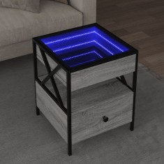 vidaXL Măsuță de cafea cu LED infinity, gri sonoma, 40x40x51 cm 847720