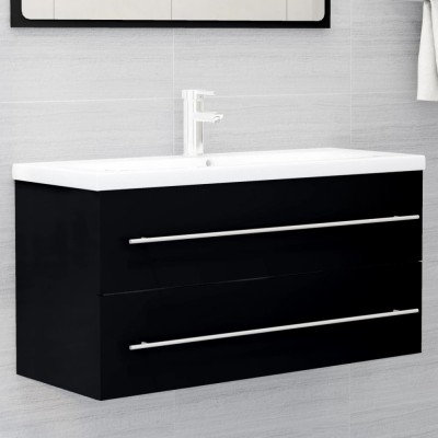 vidaXL Dulap de chiuvetă, negru, 100x38,5x48 cm, lemn prelucrat 804720 foto