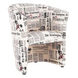 Cumpara ieftin Fotoliu tapiterie textil motiv ziare Cuba 65x60x77 cm