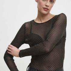 Answear Lab bluza femei, culoarea negru, cu imprimeu