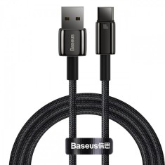 Cablu Date si Incarcare USB-A - USB-C Baseus Tungsten Gold, 100W, 1m, Negru CAWJ000001 foto
