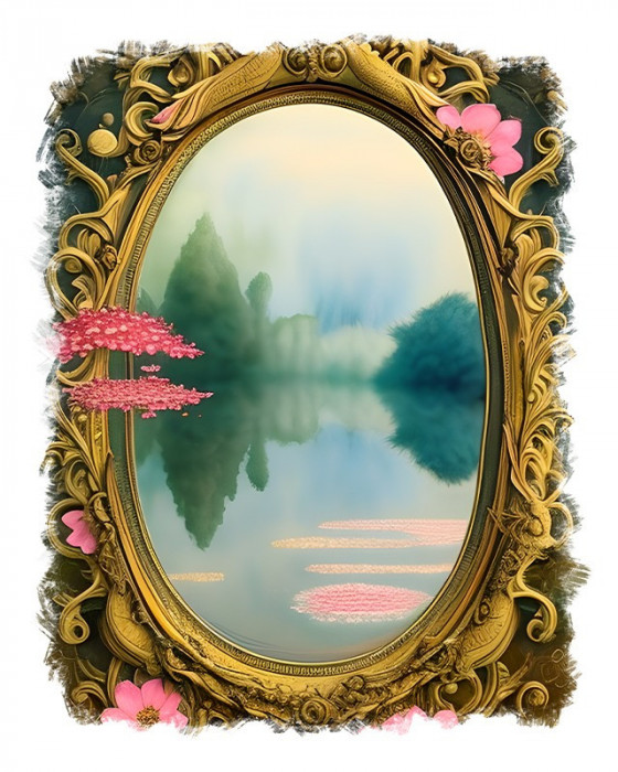 Sticker decorativ Oglinda spre Lac, Auriu, 70 cm, 9975ST