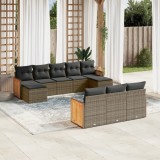 Cumpara ieftin Set mobilier de grădină cu perne, 10 piese, gri, poliratan