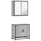 Cumpara ieftin Set mobilier de baie, 2 piese, gri sonoma, lemn prelucrat