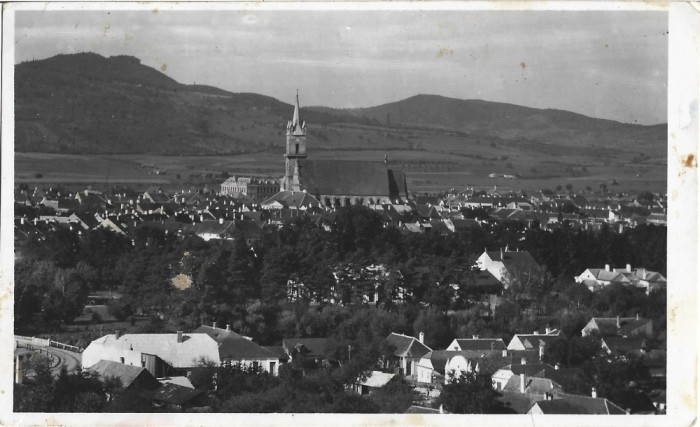 CP735N Beszterce, L&aacute;tk&eacute;p/Bistritz, Totalansicht/Bistrița, Vedere generală, carte poștală, foto R&ouml;mischer, Bistrița