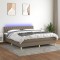 vidaXL Pat cu arcuri, saltea și LED, gri taupe, 180x200 cm, textil 3133977