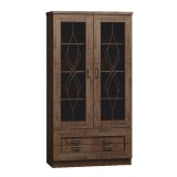Cumpara ieftin Vitrina mdf maro stejar lefkas Tedy 90x44x190.5 cm