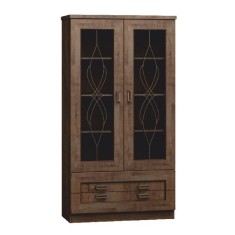 Vitrina mdf maro stejar lefkas Tedy 90x44x190.5 cm