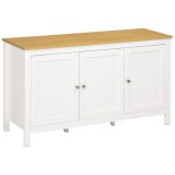 HOMCOM Bufet mobilier de depozitare cu 3 uși 2 rafturi reglabile aspect de lemn deschis 120 x 40 x 70 cm alb | Aosom Romania