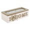 Cutie Depozitare Lemn, Model I Love Home, 3 Compartimente, Fereastră Sticlă, Dimensiuni 24x10x7cm
