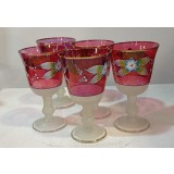 Pahare sticla cu decor flori realizat manual