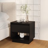 Noptiera Gossi neagra 45x34x44 cm PAL, cu sertar si compartiment deschis. Mobila dormitor