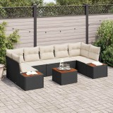 Cumpara ieftin Set canapea grădină, 8 piese, rattan negru și acacia