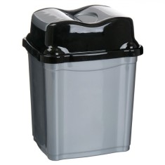 Coș de Gunoi Plastic, Model Unic, Culoare Gri și Negru, Capacitate 2L