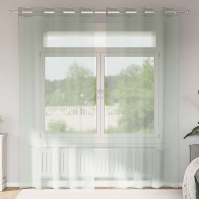 Perdele Voile cu Oelii 2 buc Gri deschis 140x225 cm foto