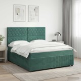 Cumpara ieftin Pat boxspring cu saltea Verde inchis 160 x 200 cm Catifea