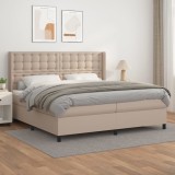 vidaXL Pat continental cu saltea, cappuccino, 200x200 cm, piele eco 3132524