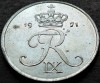 Moneda 2 ORE - DANEMARCA, anul 1971 * cod 3925 = A.UNC luciu de batere, Europa, Zinc