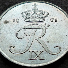 Moneda 2 ORE - DANEMARCA, anul 1971 * cod 3925 = A.UNC luciu de batere