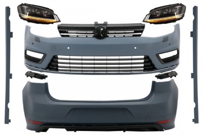 Kit Exterior Complet VW Golf VII 7 (2012-2017) cu Faruri 3D LED DRL Dinamic R-Line Look Performance AutoTuning foto