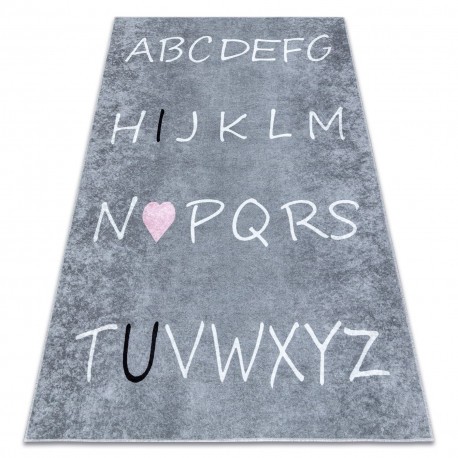 JUNIOR 52106.801 covor lavabil Alfabet pentru copii anti-alunecare - gri, 80x150 cm