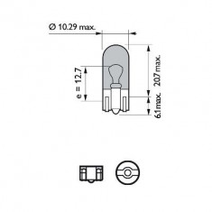 Set 2 Becuri Fara Soclu W5w 12V (Blister) White Vision Ultra Philips 95249 12961WVUB2