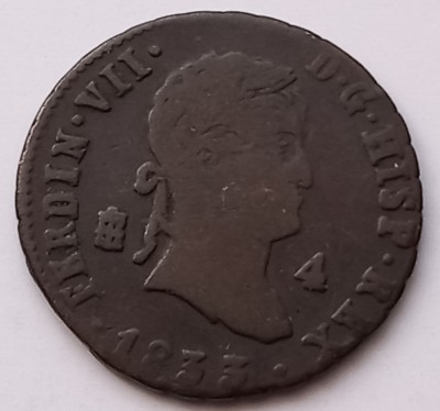 Spania , 4 Maravedis Ferdinand VII 1833 foto
