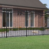 vidaXL Gard grădină cu v&acirc;rfuri negru 190 cm oțel vopsit electrostatic