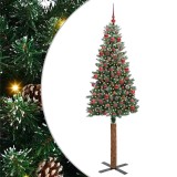 VidaXL Brad de Crăciun subțire cu 300 LED Verde și alb 180 cm 3394899