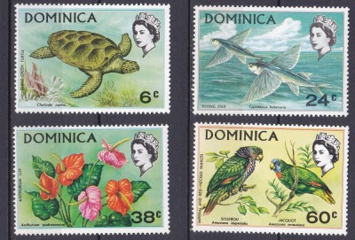DB1 Fauna Flora Dominica 1970 4 v. MNH foto