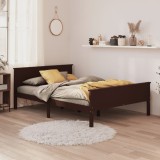 VidaXL Cadru de pat, maro &icirc;nchis, 120x200 cm, lemn masiv de pin