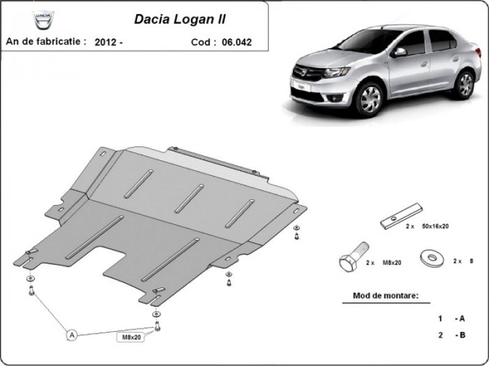Scut motor metalic Dacia Logan 2013-2020