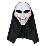 Mască de Halloween cu Glugă, Albă cu Accente Roșii, Mărime Unică, CMCLASS
