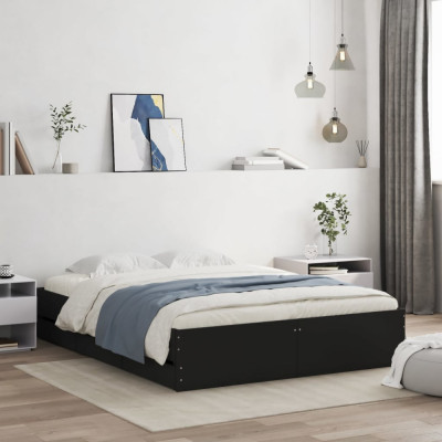 vidaXL Cadru de pat cu sertare, negru, 140x200 cm, lemn prelucrat foto