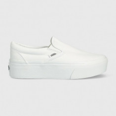 Vans teniși Classic slip-On Stackform femei, culoarea alb, VN0A7Q5RW001 VN0A7Q5RW001-WHITE