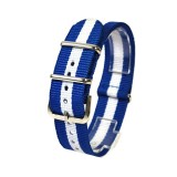 Cumpara ieftin Curea Ceas NATO Textil Finlanda 18mm 20mm 22mm, Albastru/Alb, XXL, Catarama Argintie - Time Veranda