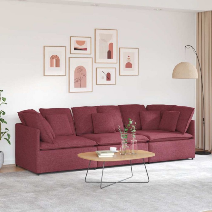vidaXL Canapea modulară cu perne, roșu vin, textil 3321270